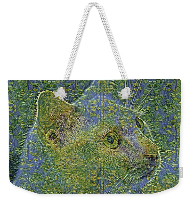 Felines Weekender Tote Bag featuring the mixed media Feline Art by DB Hayes