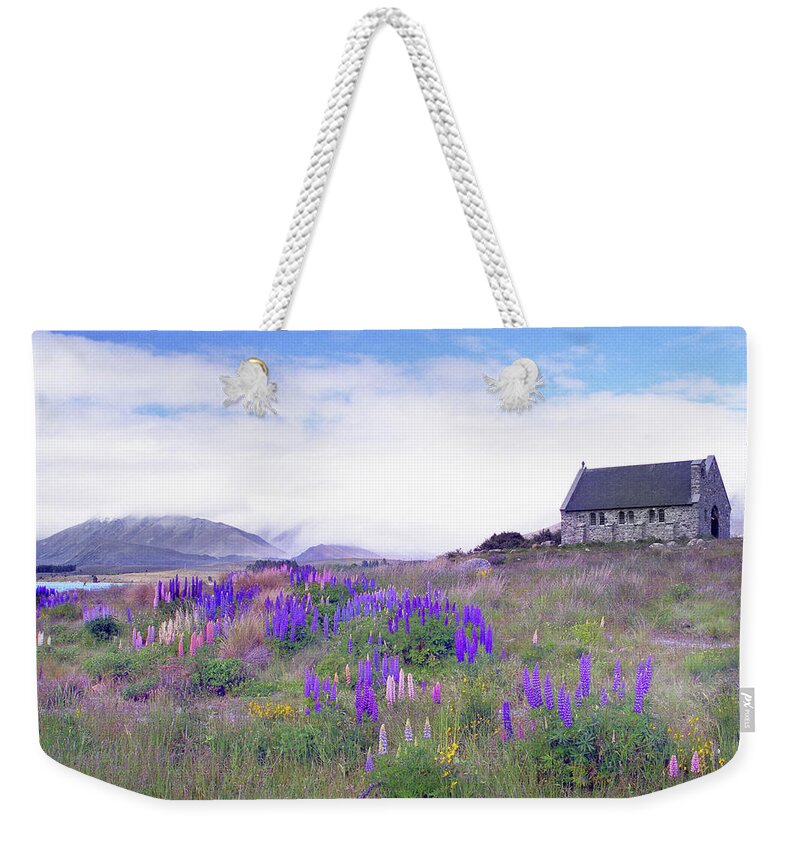 Lupines Weekender Tote Bag featuring the photograph Field of Lupines by Jerry Griffin