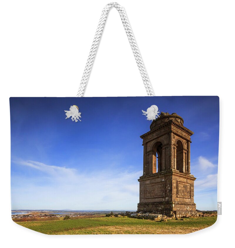 Estock Weekender Tote Bag featuring the digital art Field With Monument by Maurizio Rellini