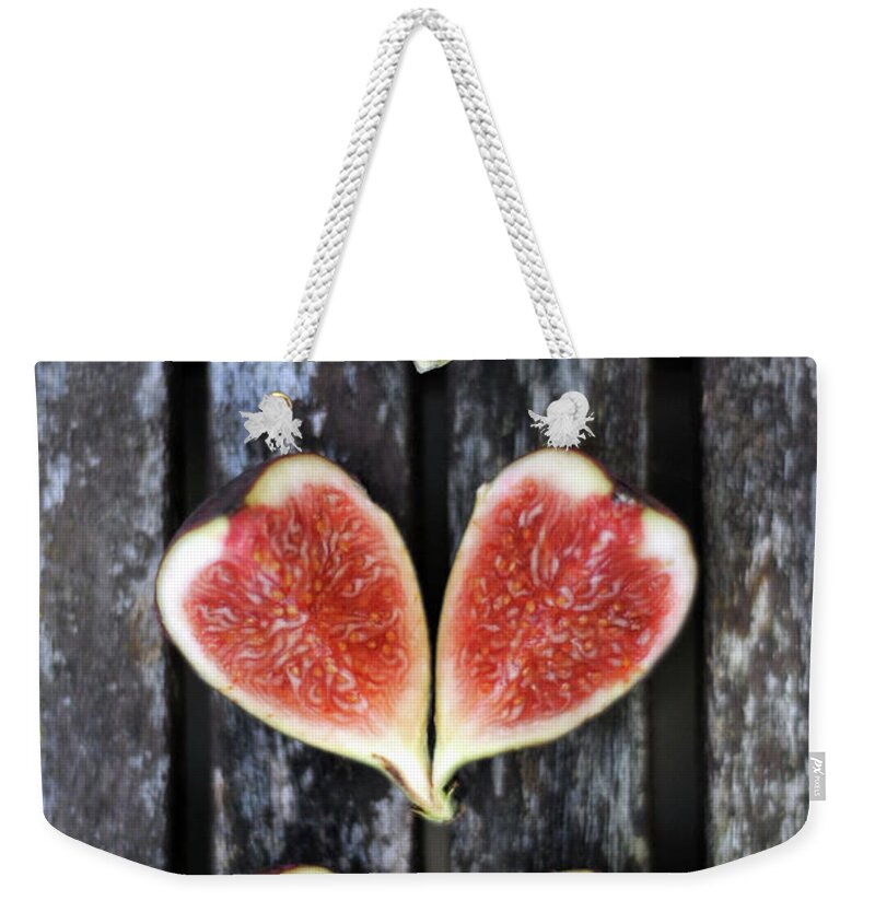 Wood Weekender Tote Bag featuring the photograph Figs On Wood by Tristangeorge