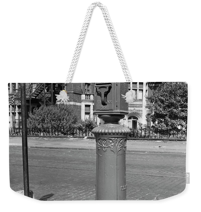 1950-1959 Weekender Tote Bag featuring the photograph Fire Alarm Box by George Marks