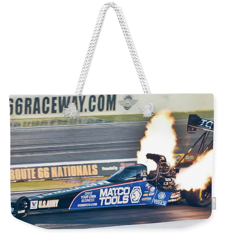 Top Fuel Weekender Tote Bag featuring the photograph Fire Breathing Beast by Billy Knight