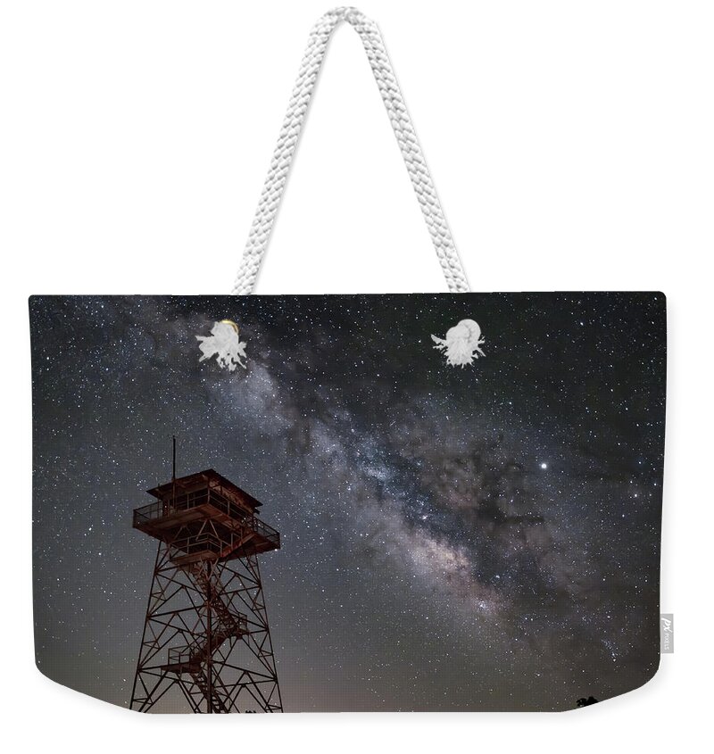 Milky Way Weekender Tote Bag featuring the photograph Fire Tower by James Barber