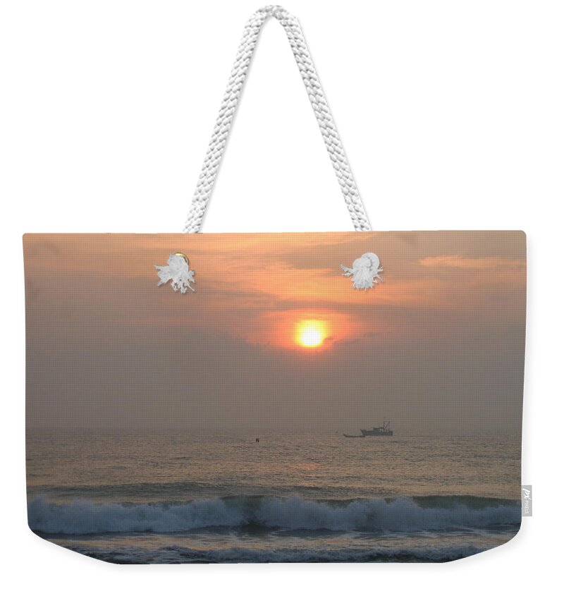 Tranquility Weekender Tote Bag featuring the photograph Fishing Boat by Sudhamshu Hebbar