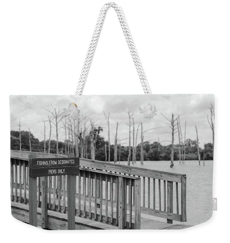 Sign Weekender Tote Bag featuring the photograph Fishing Signpost by Ester McGuire