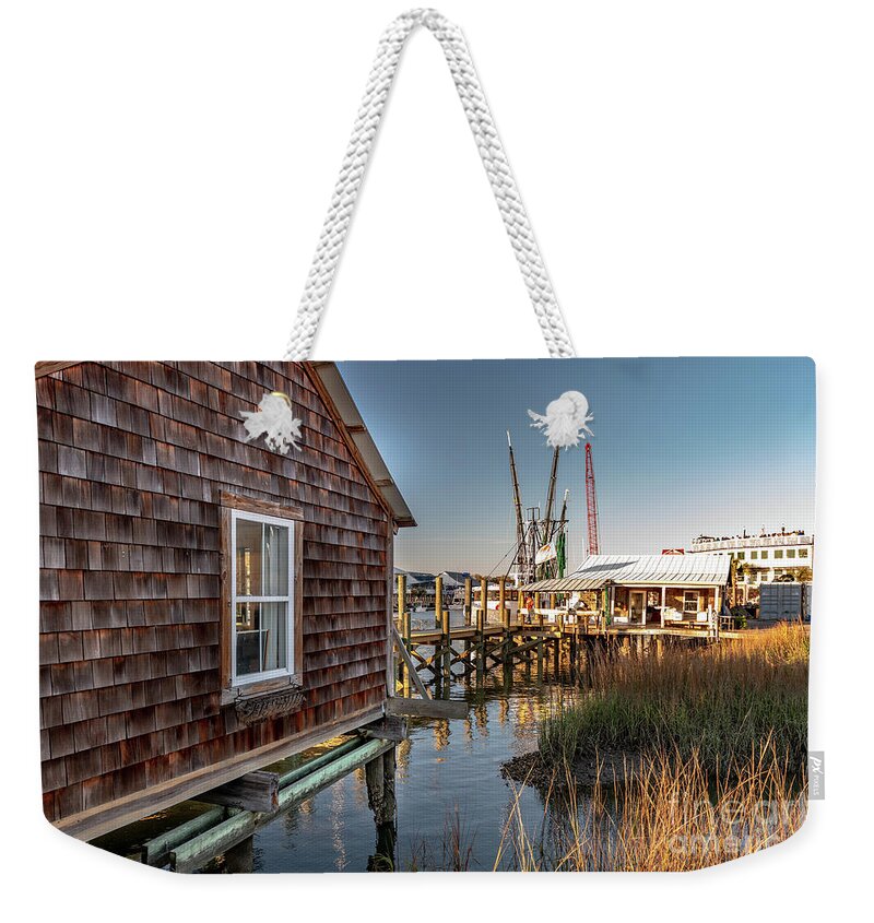 Dock Weekender Tote Bag featuring the photograph Fishing Tales by Dale Powell