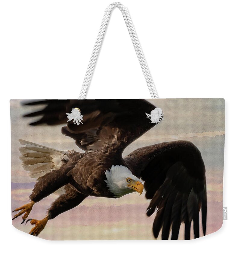 Bald Eagle Weekender Tote Bag featuring the photograph Flight by Mary Hone