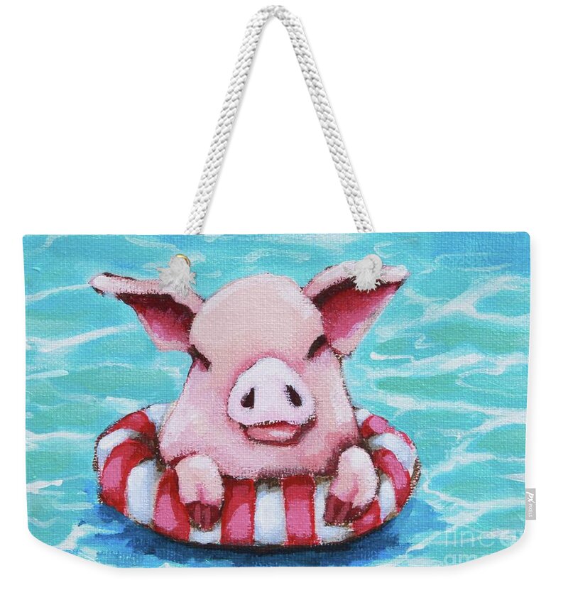 Pig Weekender Tote Bag featuring the painting Floating by Lucia Stewart