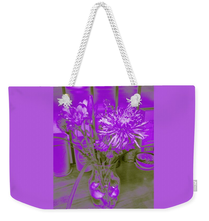 Vase Weekender Tote Bag featuring the photograph Floating Petals Too by Debra Grace Addison