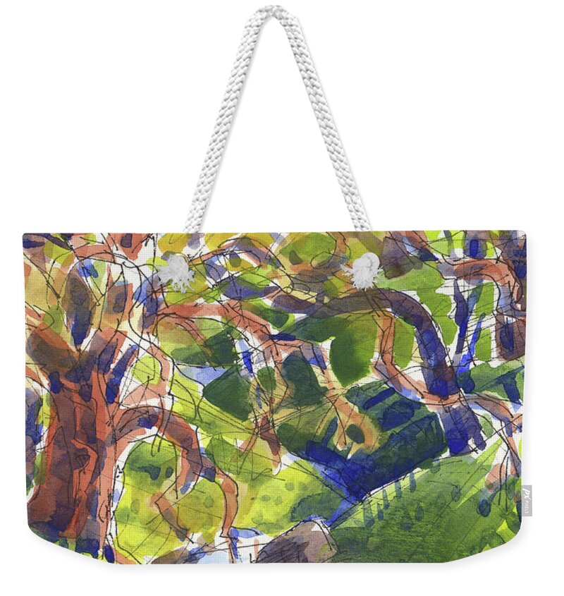 Landscape Weekender Tote Bag featuring the painting Flooded Trail by Judith Kunzle