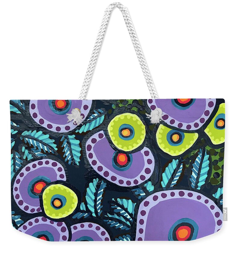 Floral Weekender Tote Bag featuring the painting Floral Whimsy 12 by Amy E Fraser