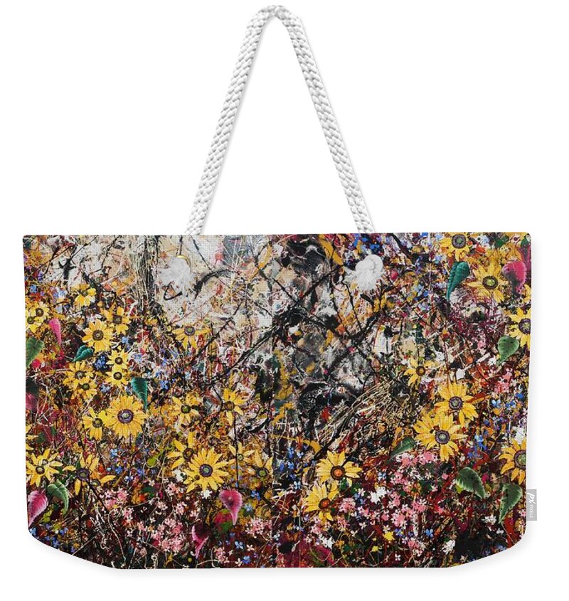 Flowers Weekender Tote Bag featuring the painting Flourish by Angie Wright