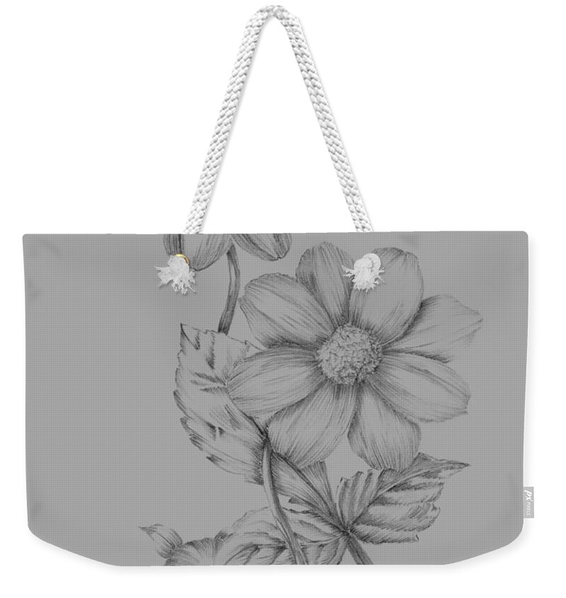 Flower Weekender Tote Bag featuring the mixed media Flower Sketch by Naxart Studio