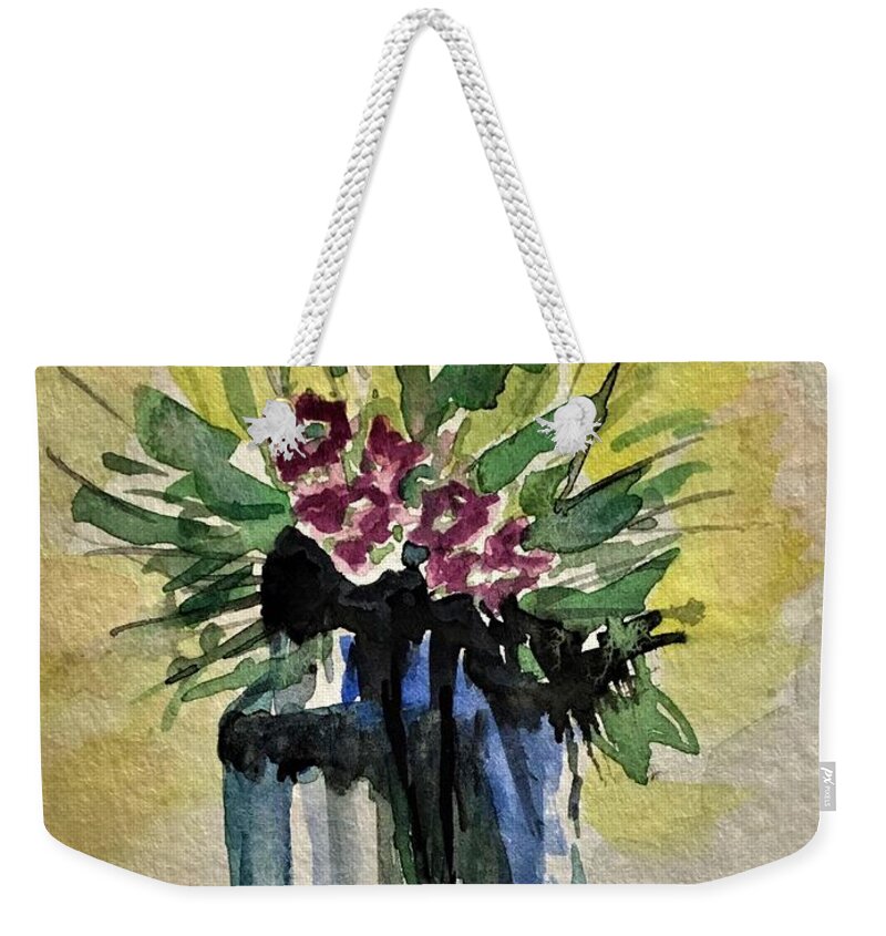 Flowers Weekender Tote Bag featuring the painting Flowers In Vase by Julie Wittwer