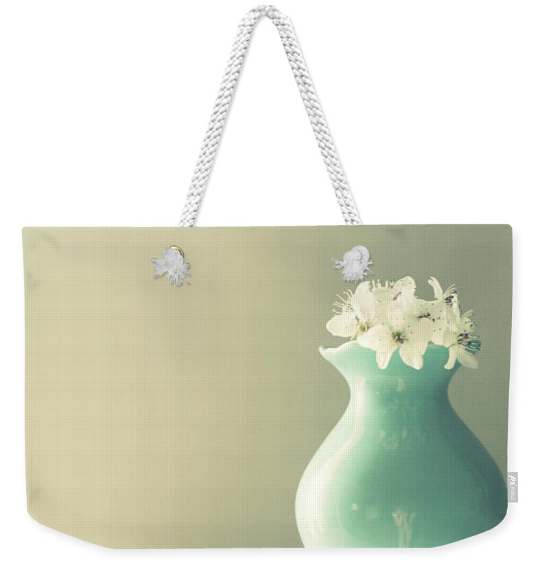 Vase Weekender Tote Bag featuring the photograph Flowers In Vase by Photography By Tera Fraley
