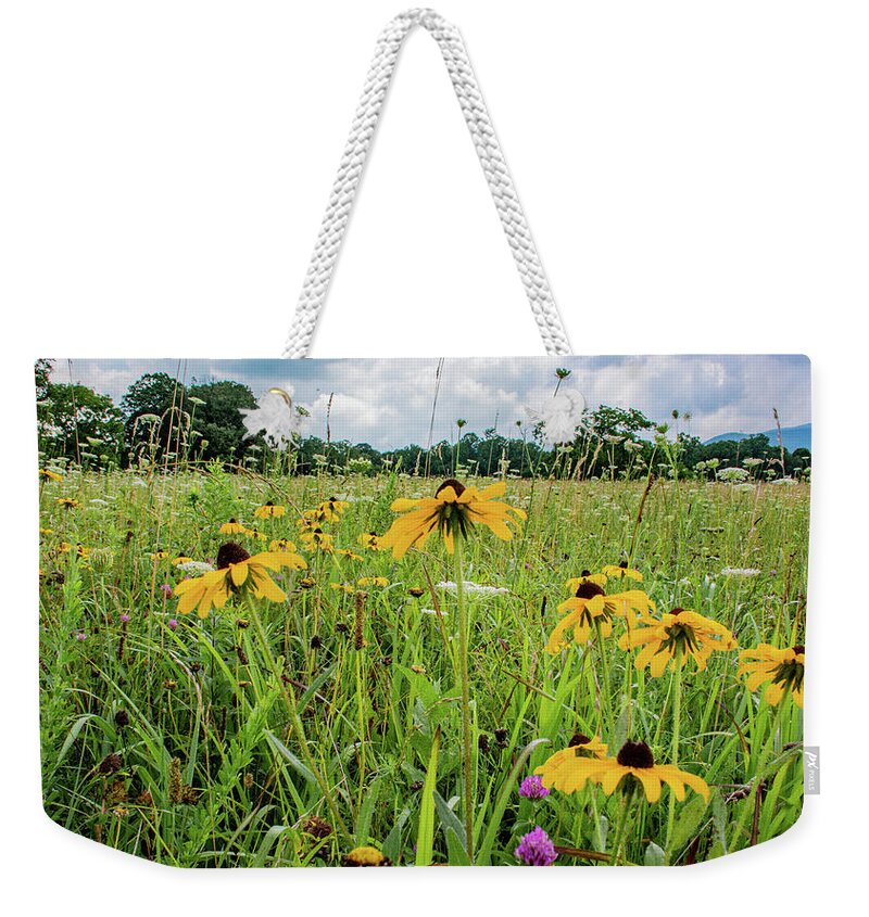 Clover Weekender Tote Bag featuring the photograph Flowers of the Field, Cades Cove by Marcy Wielfaert