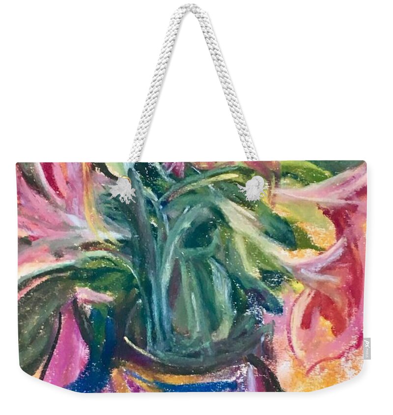  Weekender Tote Bag featuring the painting Flowers1 by Beverly Smith