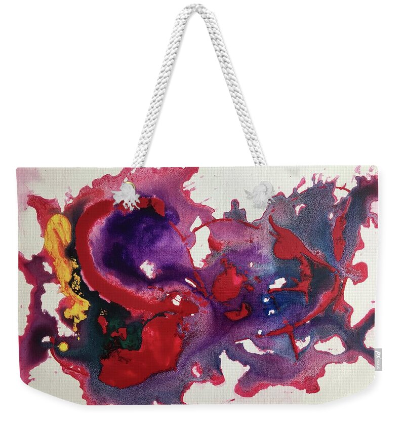  Weekender Tote Bag featuring the painting Flowing Art by Kate by Lew Hagood
