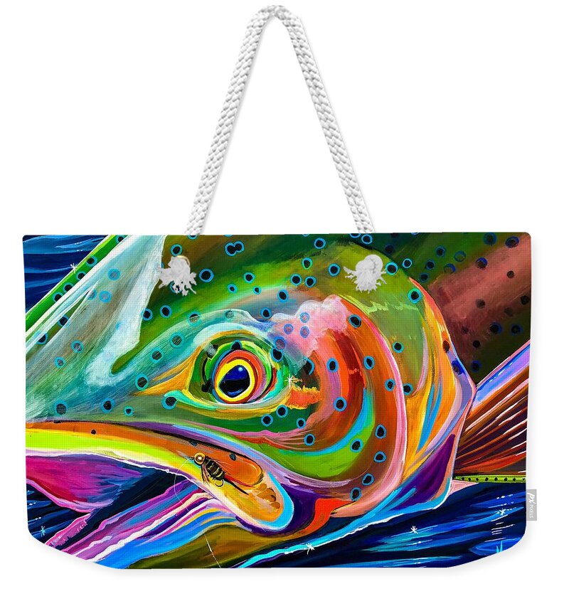 Fly Fishing Weekender Tote Bag featuring the painting Fly Fished by Mark Ray