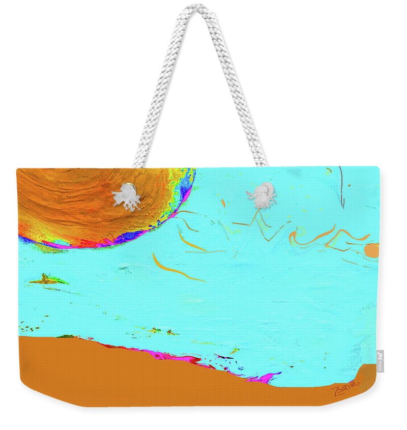 Square Weekender Tote Bag featuring the mixed media Flying the Waves with Apollo by Zsanan Studio