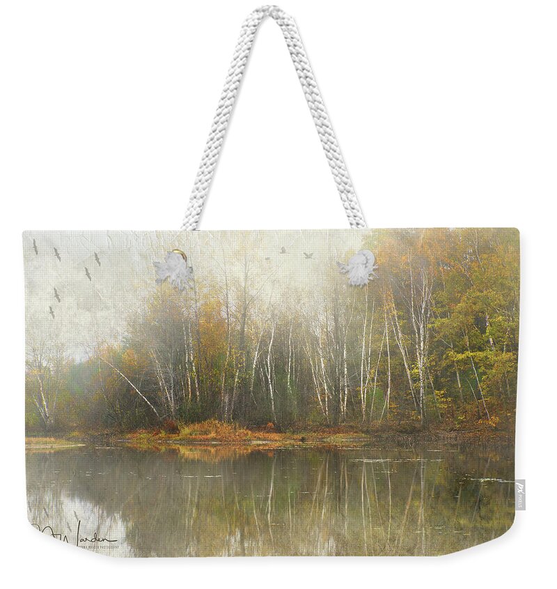 Fog Weekender Tote Bag featuring the photograph Foggy Morning Pond by Norma Warden