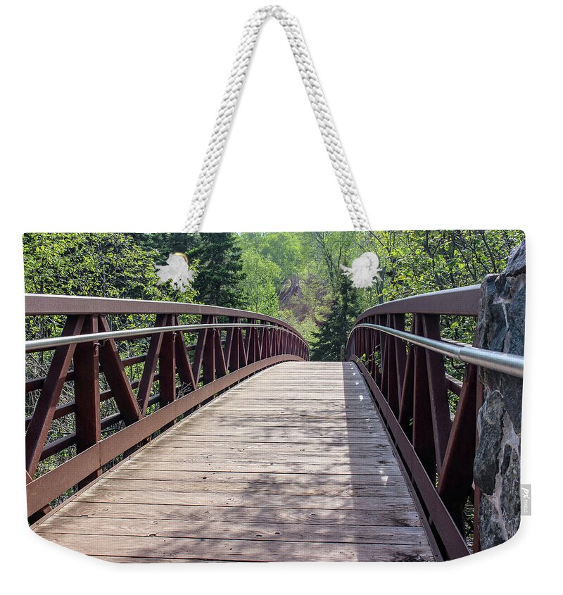 Bridge Weekender Tote Bag featuring the photograph Footbridge Up North by Laura Smith