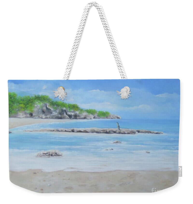 Tropical Landscape Weekender Tote Bag featuring the painting Footprints by Kenneth Harris