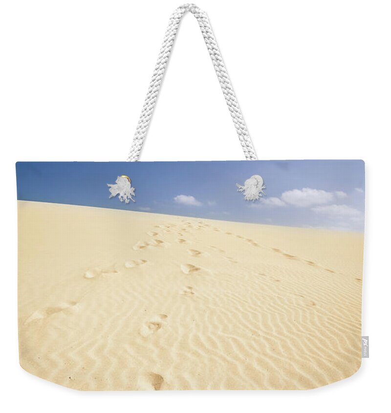 Steps Weekender Tote Bag featuring the photograph Footsteps On The Desert In Canary by Zodebala