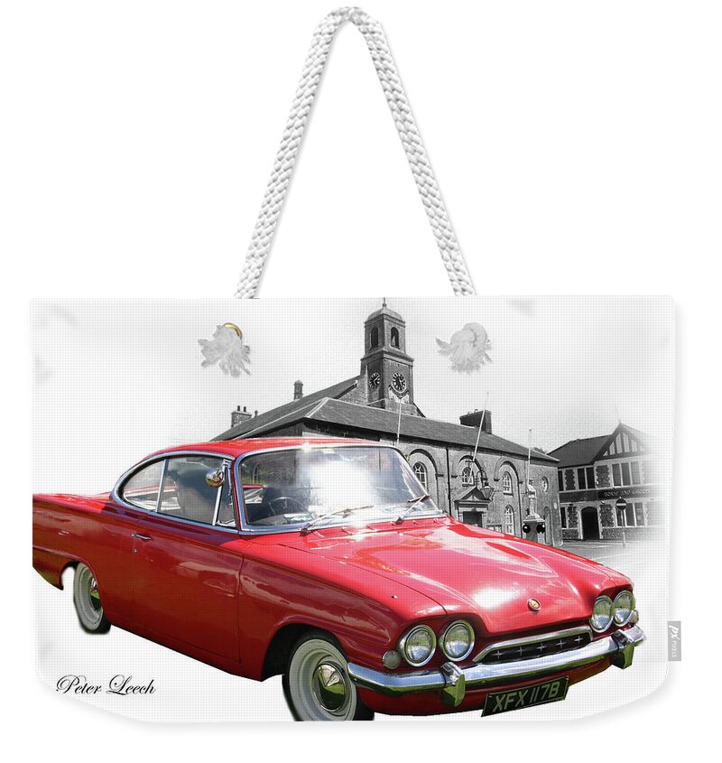 British Weekender Tote Bag featuring the digital art Ford Classic Capri by Peter Leech