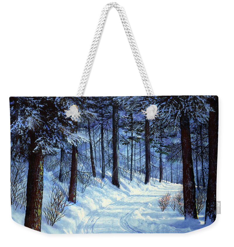 Landscape Weekender Tote Bag featuring the painting Forest Road by Frank Wilson