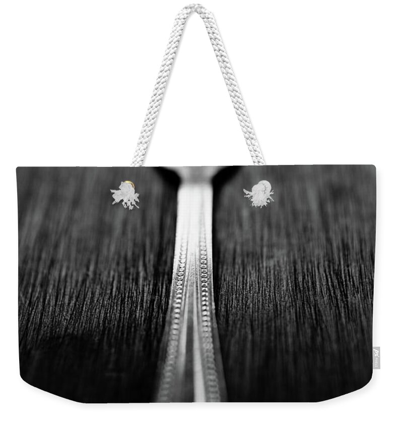 Silver Colored Weekender Tote Bag featuring the photograph Fork by Mmeemil