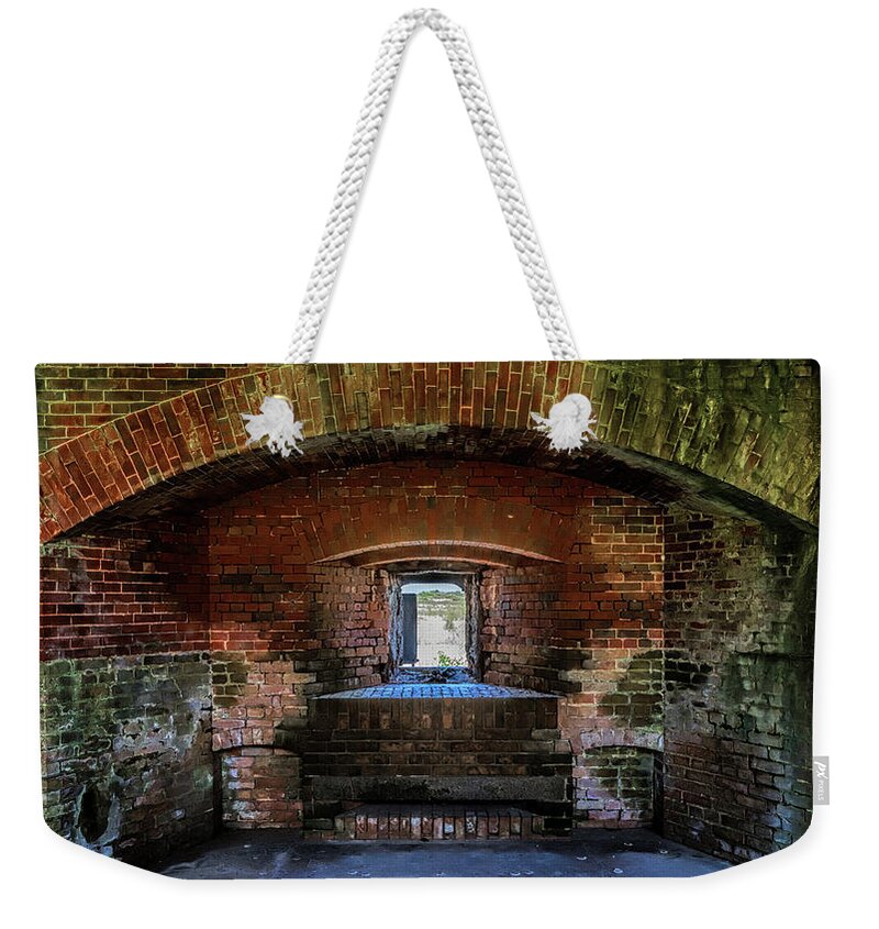 Casemate Weekender Tote Bag featuring the photograph Fort Massachusetts Casemate by Susan Rissi Tregoning