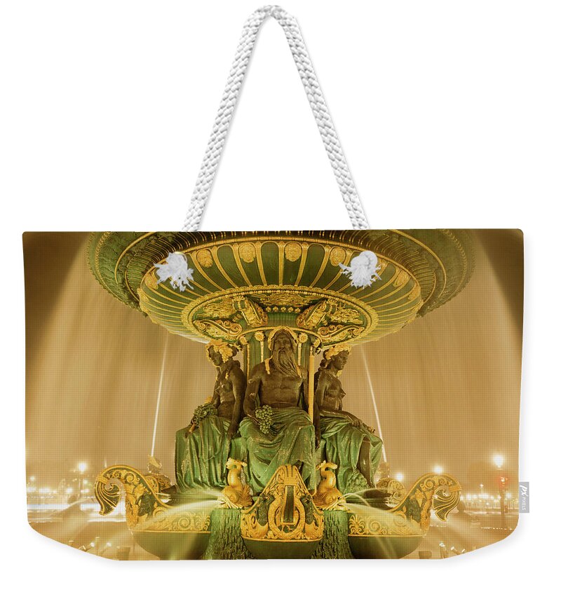 Outdoors Weekender Tote Bag featuring the photograph Fountain With Sculptures by Silvia Otte