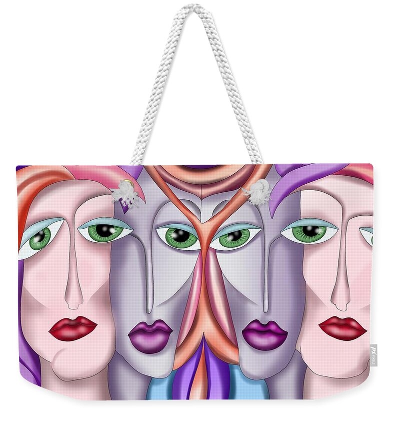 Beauty Weekender Tote Bag featuring the painting Four Girls by Patricia Piotrak