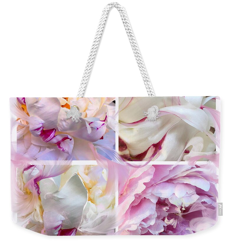 Abstract Flowers Weekender Tote Bag featuring the digital art Four Peonies by Cindy Greenstein