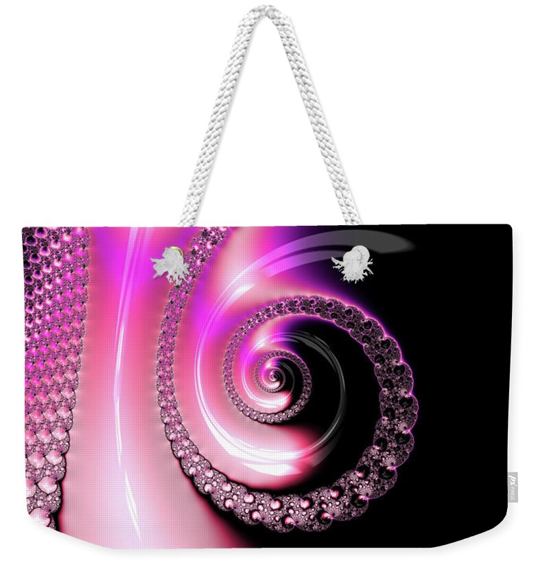 Spiral Weekender Tote Bag featuring the photograph Fractal Spiral pink purple and black by Matthias Hauser