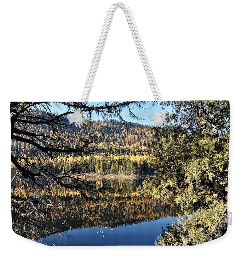 Landscape Weekender Tote Bag featuring the photograph Framed Reflections by Mike Helland