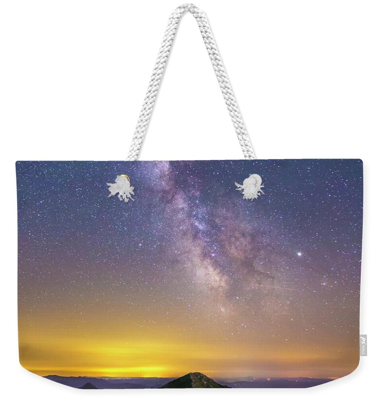 Franconia Ridge Weekender Tote Bag featuring the photograph Franconia Ridge Milky Way by White Mountain Images