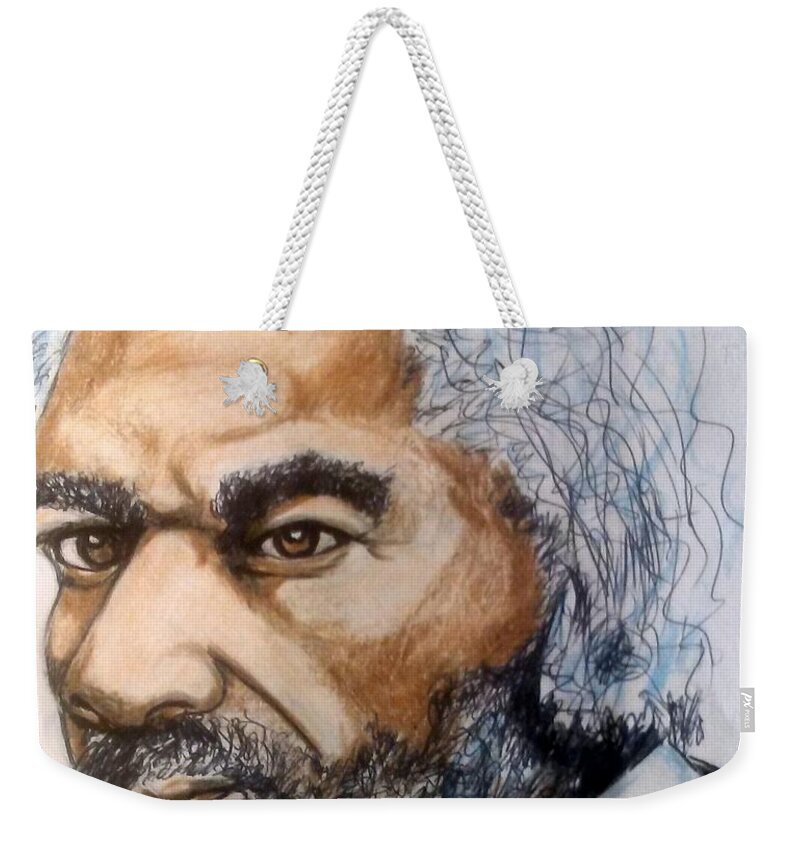 Blak Art Weekender Tote Bag featuring the drawing Frederick Douglass by Joedee