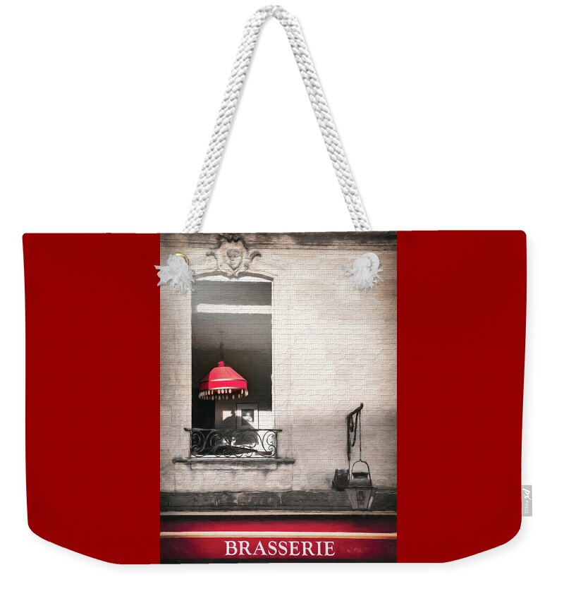 Bordeaux Weekender Tote Bag featuring the photograph French Brasserie Bordeaux by Carol Japp