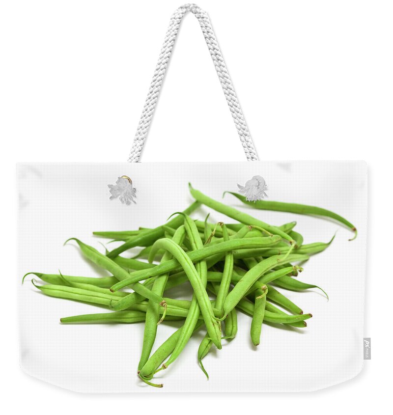 White Background Weekender Tote Bag featuring the photograph Fresh Green Beans by Ursula Alter