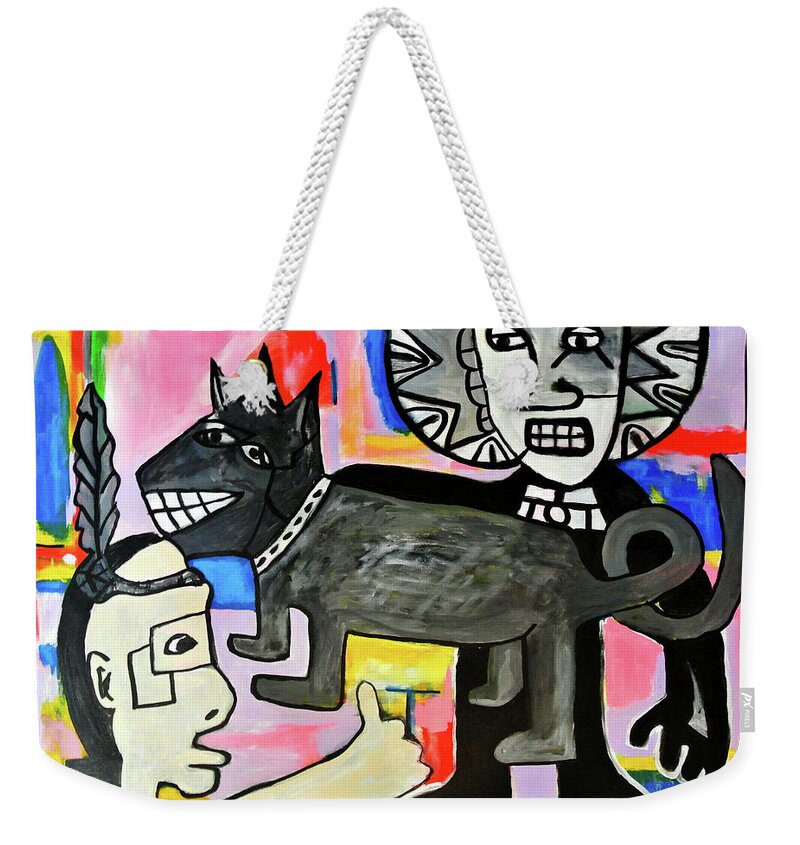Chaos Art Weekender Tote Bag featuring the painting Friends You And I by Jose Rojas