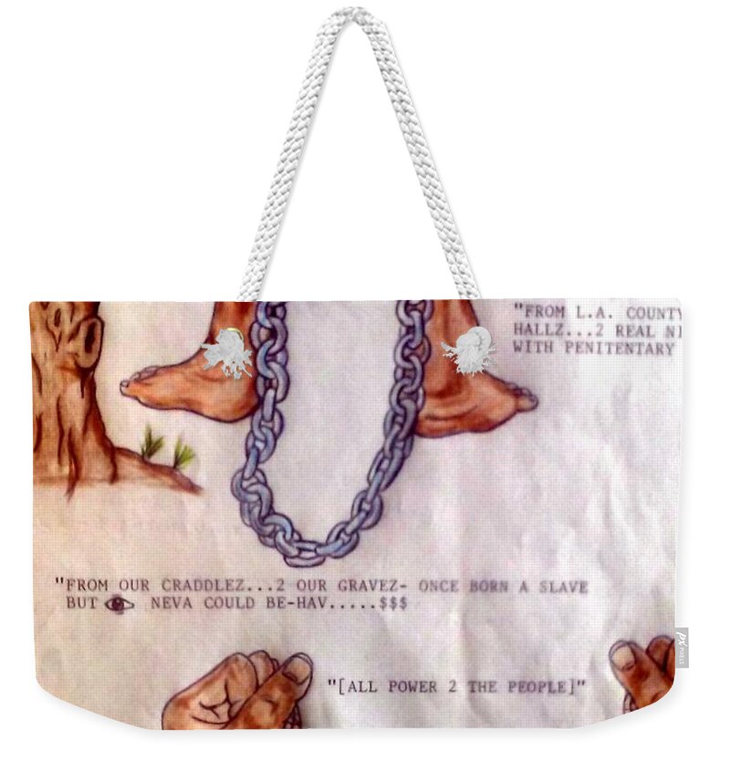 Blak Art Weekender Tote Bag featuring the drawing from Jim Crow to death row by Joedee