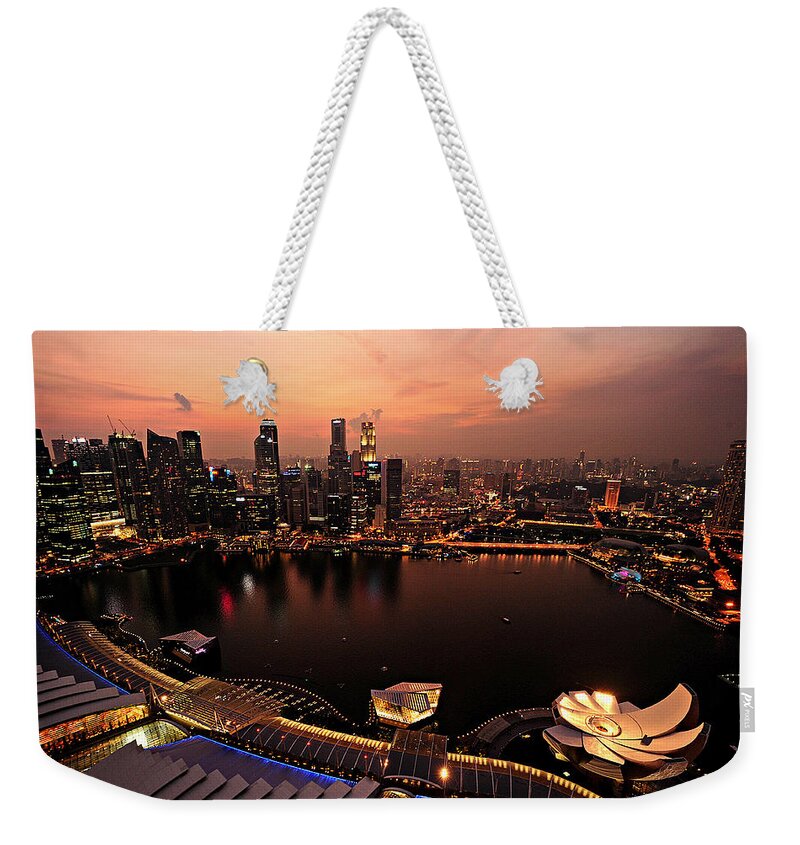 Scenics Weekender Tote Bag featuring the photograph From Rooftop Of Marina Bay Sands Hotel by Photographed By Lee Leng Kiong (singapore)