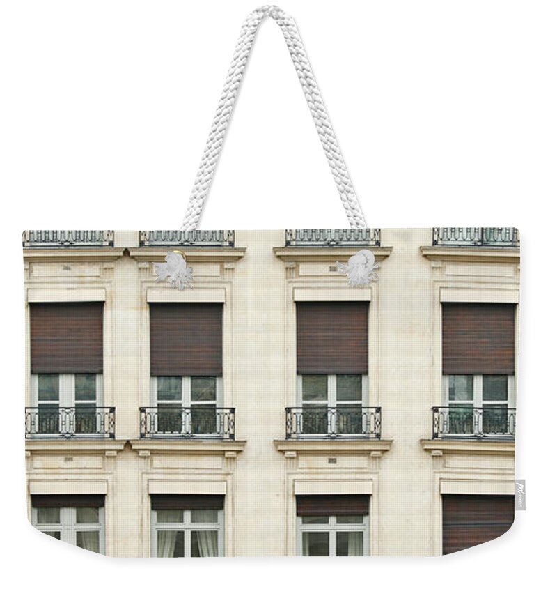 Apartment Weekender Tote Bag featuring the photograph Front View Of Paris Architecture by S. Greg Panosian