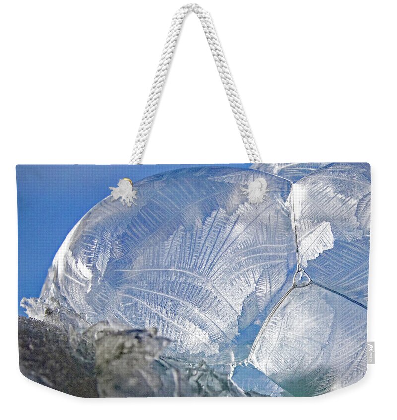 Winter Weekender Tote Bag featuring the photograph Frosty Bubbles 7 by Ira Marcus