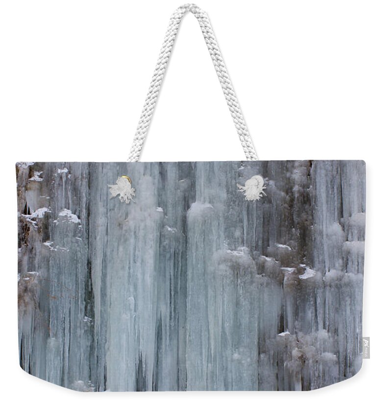 Majestic Weekender Tote Bag featuring the photograph Frozen Waterfall by Nag#12@nagano japan