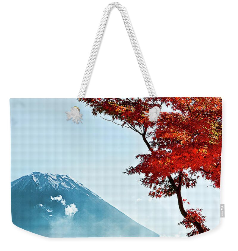 Tranquility Weekender Tote Bag featuring the photograph Fuji Fall by Robshaw@backfromleave