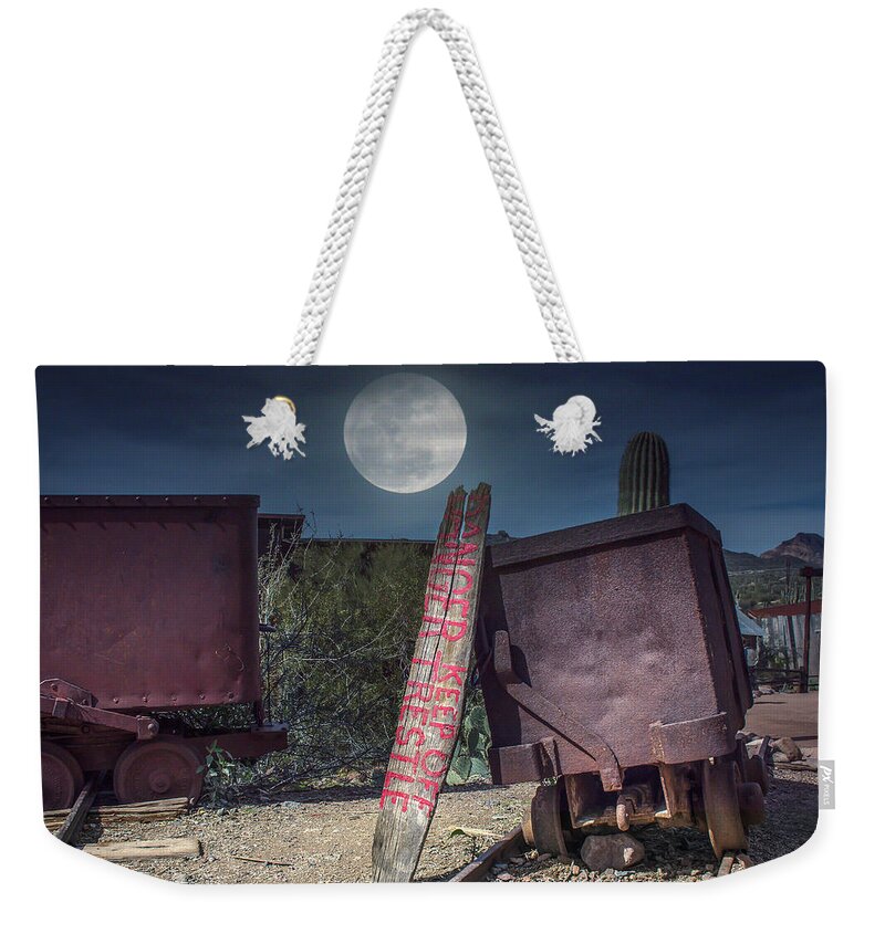 Full Weekender Tote Bag featuring the photograph Full moon mining by Darrell Foster