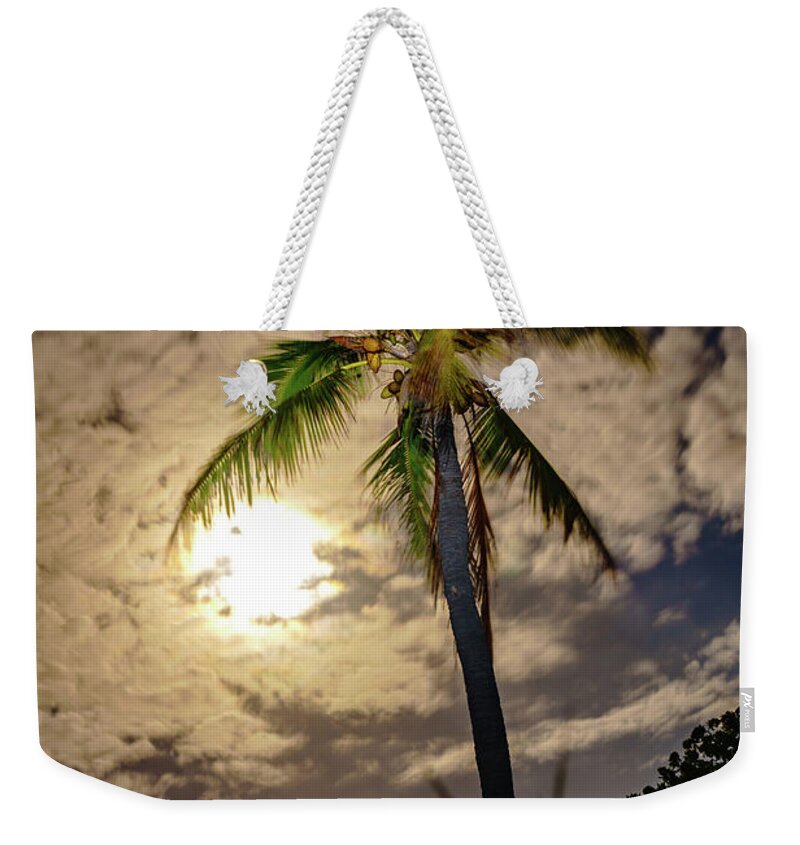 Hawaii Weekender Tote Bag featuring the photograph Full Moon Palm by John Bauer